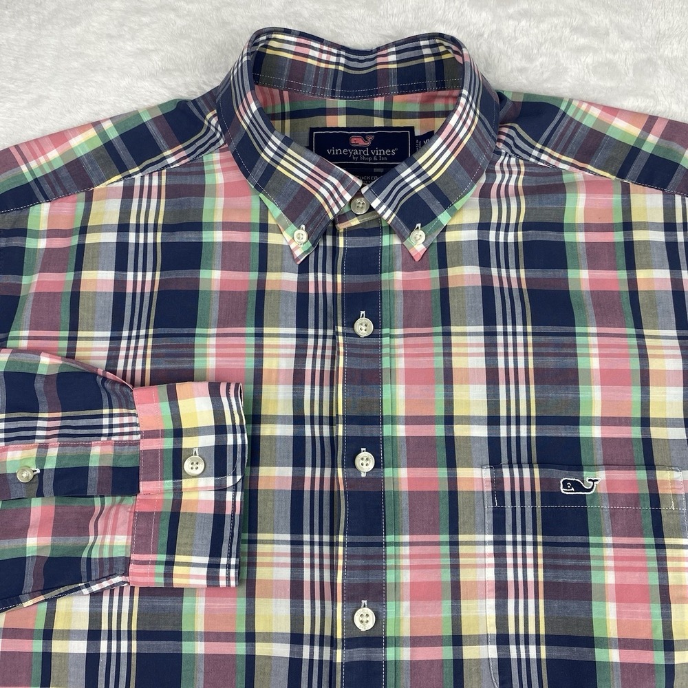Vineyard Vines Slim Fit Tucker‎ Shirt Mens XL Multicolor Plaid  Whale Logo